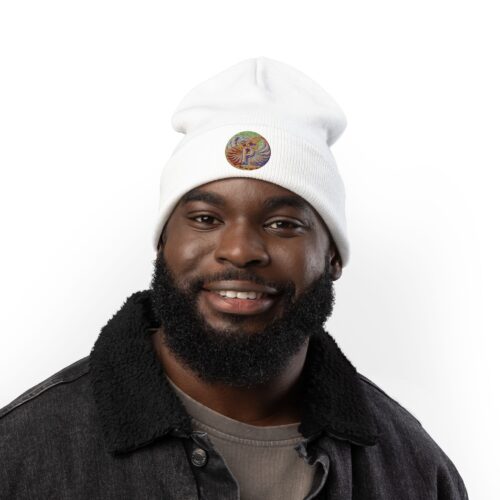 Colorful Embroidered Knit Beanie